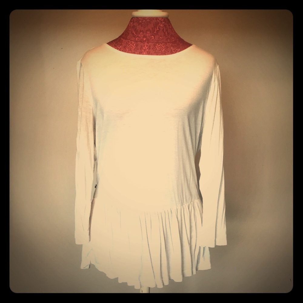 Ann Taylor white long sleeve peplum shirt